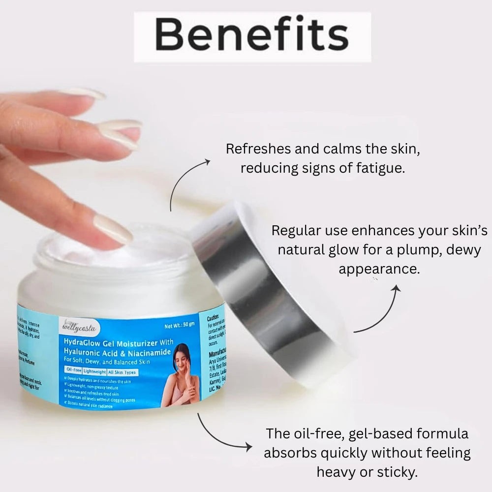HydraGlow Gel Moisturizer with Hyaluronic Acid & Niacinamide – 50g