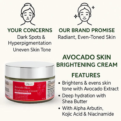 Wellycosta Avocado Skin Brightening Cream – For Radiant, Glowing & Even-Toned Skin (50gm)